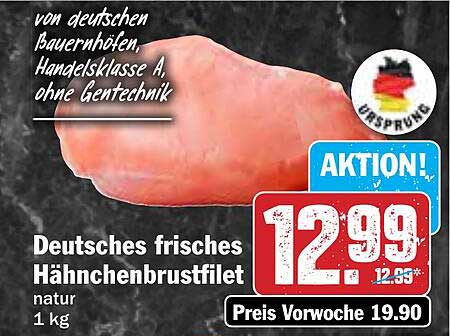 Deutsches frisches Hähnchenbrustfilet natur 1 kg