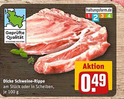 Dicke Schweine-Rippe am Stück oder in Scheiben, je 100 g