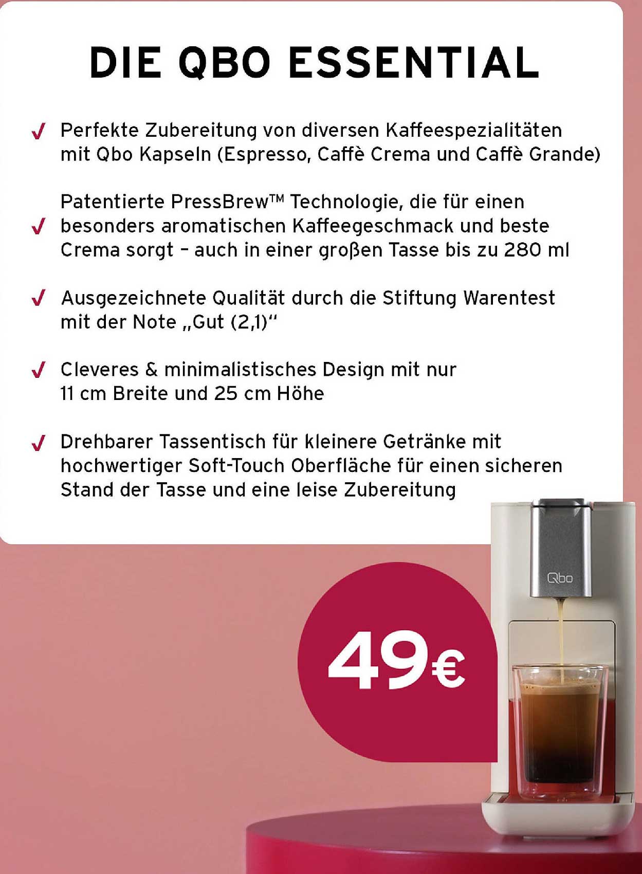 Die Qbo Essential - Kaffeegenuss auf neuem Niveau
