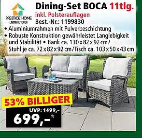 Dining-Set BOCA 11tlg. inkl. Polsterauflagen