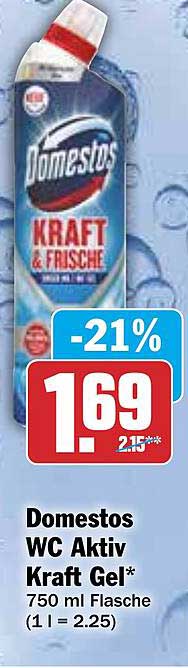 Domestos WC Aktiv Kraft Gel* 750 ml Flasche (1 l = 2,25€)