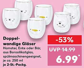 Doppelwandige Gläser – Hamster, Ente oder Bär, 2-St.-Pack