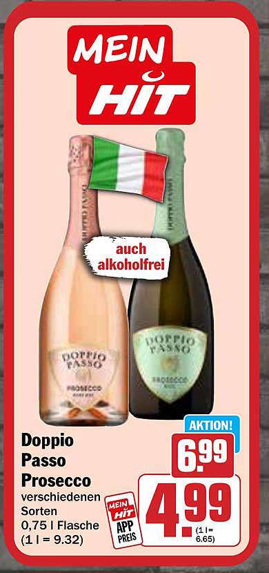 Doppio Passo Prosecco verschiedene Sorten 0,75 l Flasche