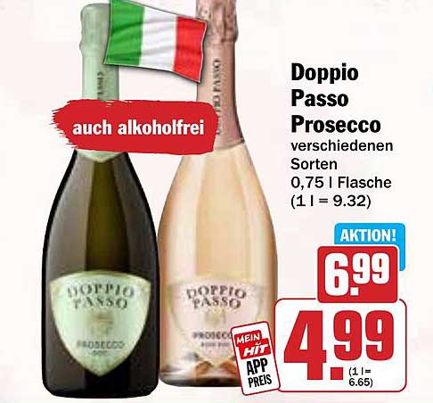 Doppio Passo Prosecco verschiedene Sorten 0,75 l Flasche