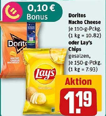 Doritos Nacho Cheese oder Lay's Chips – Aktion!