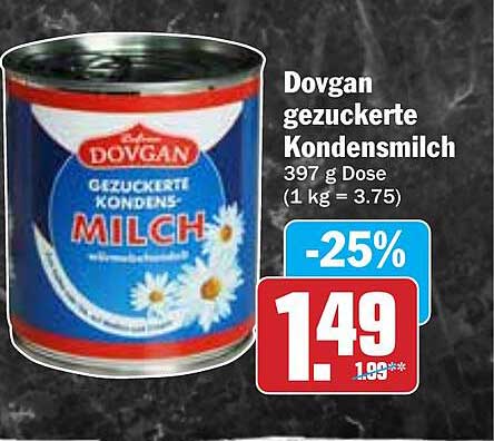 Dovgan gezuckerte Kondensmilch 397 g Dose