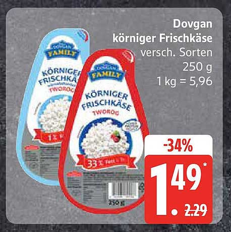 Dovgan körniger Frischkäse 250 g – Verschiedene Sorten