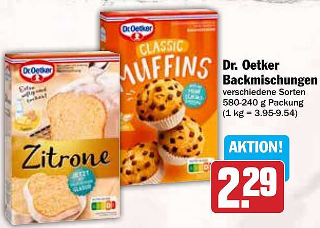 Dr. Oetker Backmischungen verschiedene Sorten 580-240 g Packung