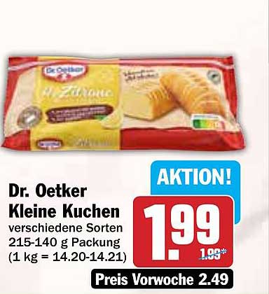 Dr. Oetker Kleine Kuchen verschiedene Sorten 215-140 g Packung