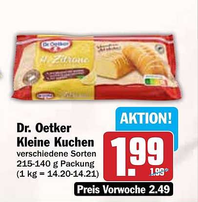 Dr. Oetker Kleine Kuchen verschiedene Sorten 215-140 g Packung