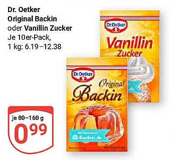 Dr. Oetker Original Backin oder Vanillin Zucker, 10er-Pack
