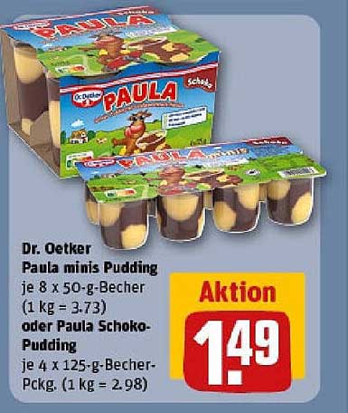 Dr. Oetker Paula minis Pudding 8 x 50-g-Becher oder Paula Schoko-Pudding 4 x 125-g-Becher