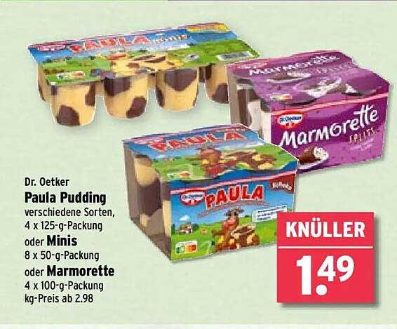 Dr. Oetker Paula Pudding oder Marmorette - Top Angebot!