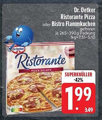 Dr. Oetker Ristorante Pizza oder Bistro Flammkuchen gefroren, je 265-390 g Verpackung
