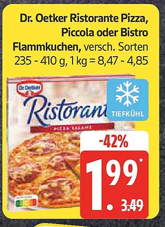 Dr. Oetker Ristorante Pizza, Piccola oder Bistro Flammkuchen, verschieden Sorten 235 - 410 g