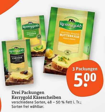 Drei Packungen Kerrygold Käsescheiben - verschiedene Sorten