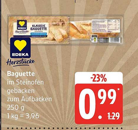 EDEKA Herzstücke Baguette im Steinofen gebacken, 250 g