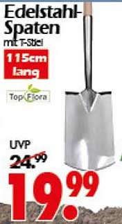 Edelstahl-Spaten mit T-Stiel 115 cm lang