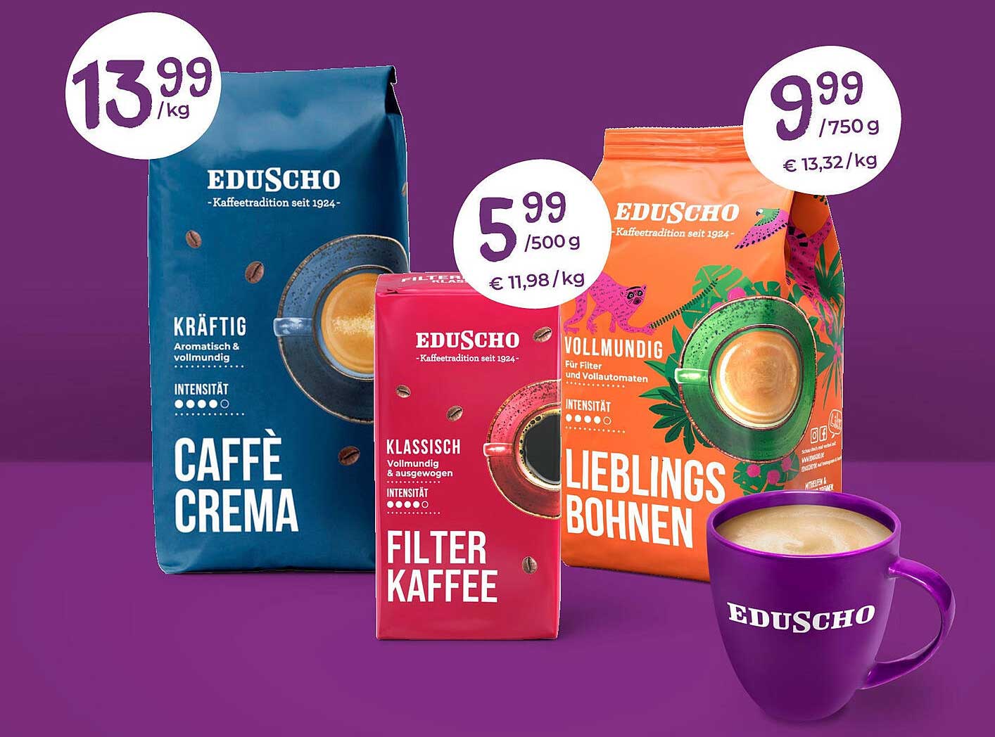 EDUSCHO Kaffeevergnügen – Filterkaffee, Caffè Crema und Lieblings Bohnen