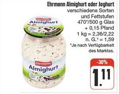 Ehrmann Almighurt oder Joghurt verschiedene Sorten und Fettstufen
