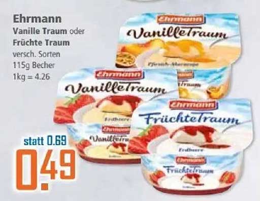 Ehrmann Vanille Traum oder Früchte Traum 115g Becher
