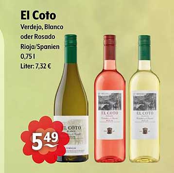 El Coto Verdejo, Blanco oder Rosado, 0,75 L