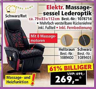 Elektrischer Massagesessel Lederoptik mit Heizfunktion