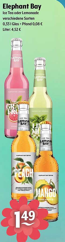 Elephant Bay Ice Tea oder Lemonade – verschiedene Sorten