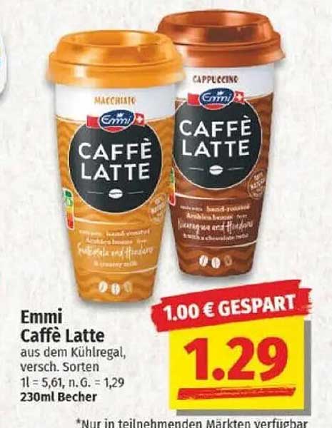Emmi Caffè Latte 230ml Becher, verschiedene Sorten