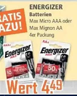 ENERGIZER Batterien Max Micro AAA oder Max Mignon AA 4er Packung