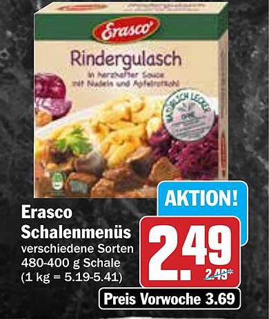 Erasco Rindergulasch in herzhafter Sauce, Angebot vom Hit-Prospekt