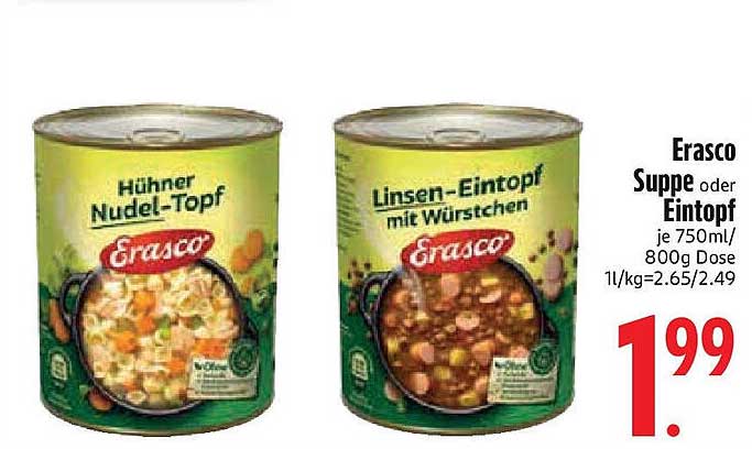 Erasco Suppe oder Eintopf je 750ml/800g Dose