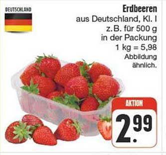 Erdbeeren aus Deutschland, Kl. I, z.B. für 500 g in der Packung