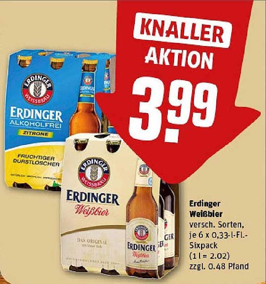 Erdinger Weißbier (versch. Sorten, je 6 x 0,33-l-FL-Sixpack)