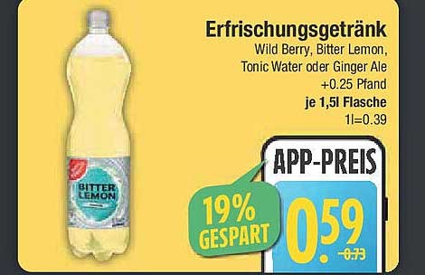 Erfrischungsgetränk Wild Berry, Bitter Lemon, Tonic Water oder Ginger Ale