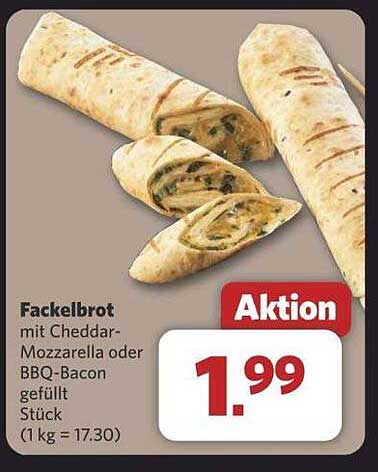 Fackelbrot mit Cheddar-Mozzarella oder BBQ-Bacon gefüllt