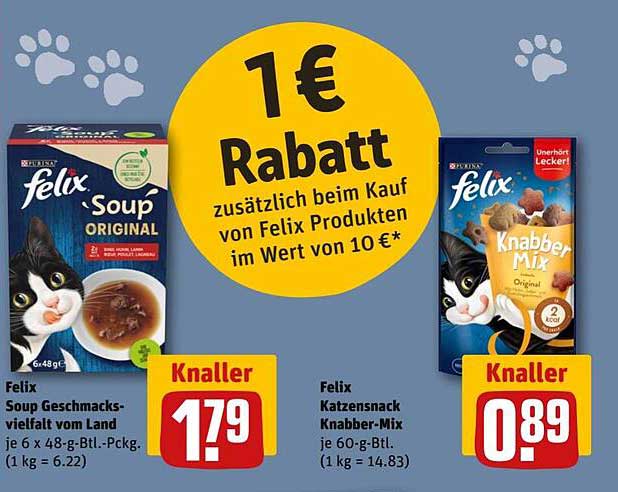 Felix Soup Geschmacksvielfalt vom Land und Felix Katzensnack Knabber-Mix
