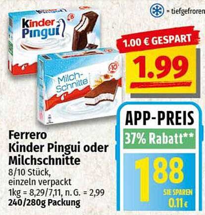 Ferrero Kinder Pingui oder Milch-Schnitte