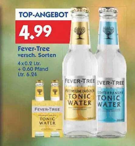 Fever-Tree Tonic Water in verschiedenen Sorten - 4 x 0,2 L für nur 4,99 €