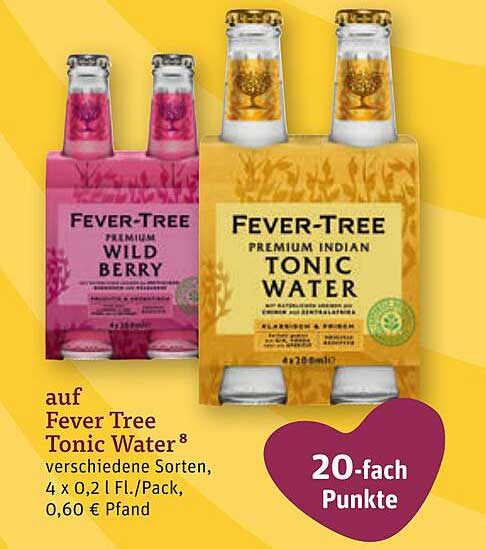 Fever Tree Tonic Water in verschiedenen Sorten, 4 x 0,2 l Packung