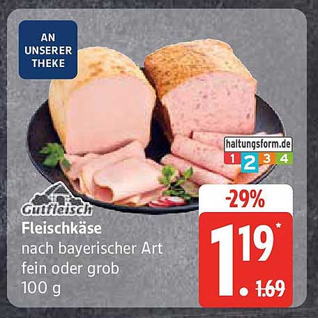 Fleischkäse nach bayerischer Art fein oder grob, 100 g