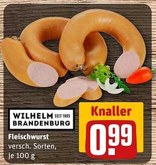 Fleischwurst - Wilhem Brandenburg, 100 g zum Knallerpreis