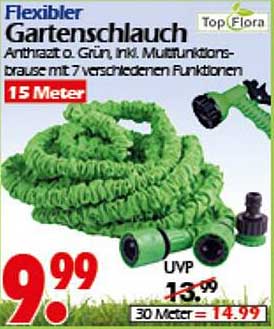 Flexibler Gartenschlauch Anthrazit/Grün mit Multifunktionsbrause