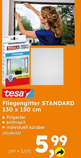 Fliegengitter STANDARD 130 x 150 cm von tesa