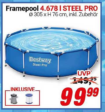 Framepool 4.678 l Steel Pro Ø 305 x H 76 cm, inkl. Zubehör