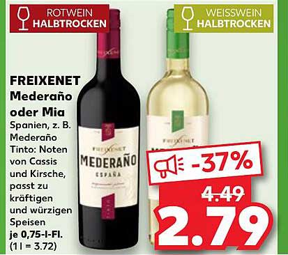 FREIXENET Mederano oder Mia Halb-trockener Wein