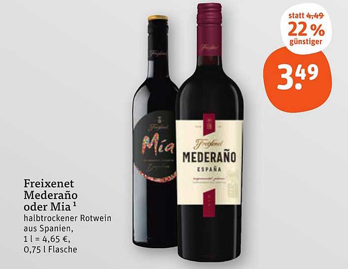 Freixenet Mederäno oder Mia halbtrockener Rotwein aus Spanien, 0,75 l
