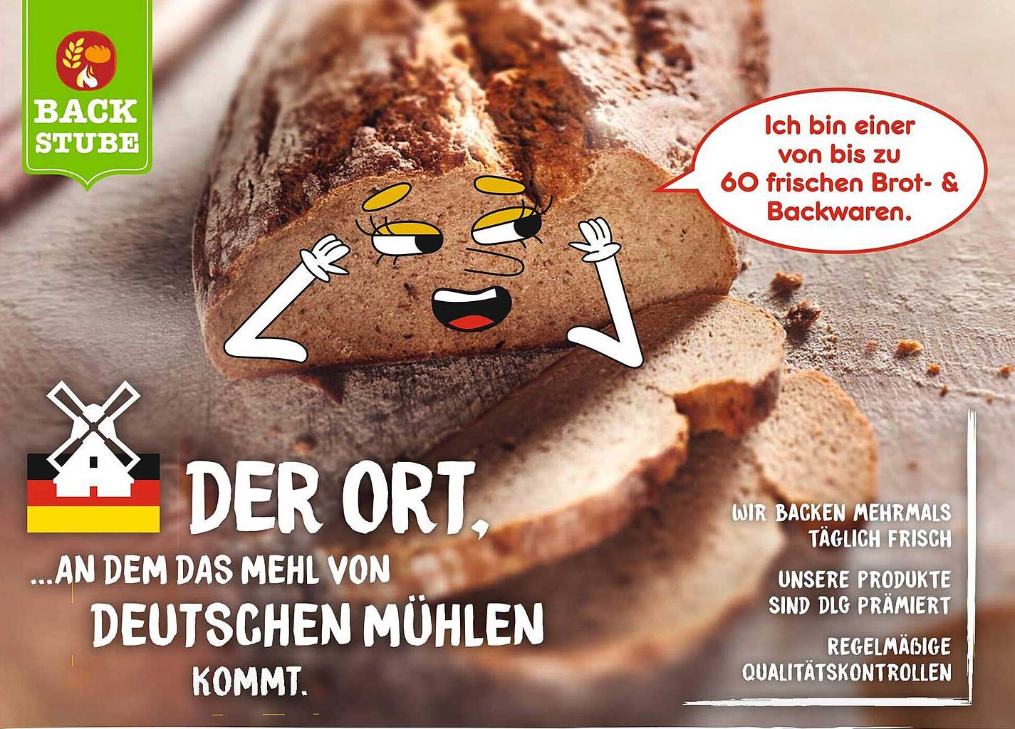 Frisches Brot aus der Backstube - Der Ort, an dem das Mehl von deutschen Mühlen kommt