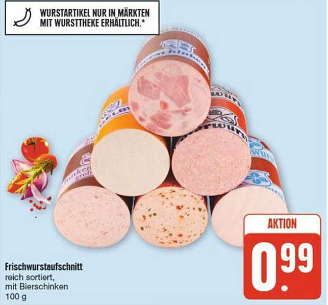 Frischwurstaufschnitt reich sortiert, mit Bierschinken
