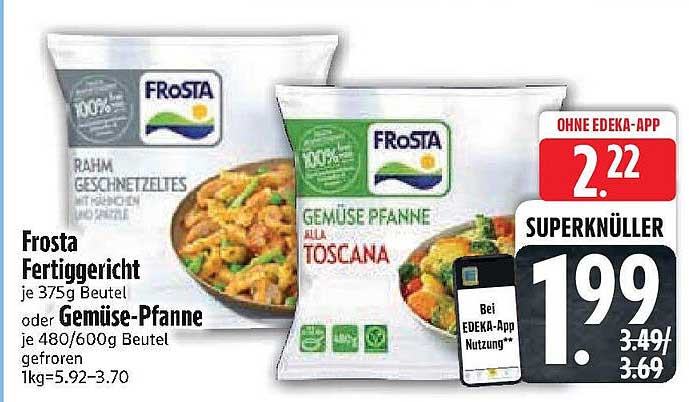 Frosta Fertiggericht 375g Beutel oder Gemüse-Pfanne 480/600g Beutel gefroren